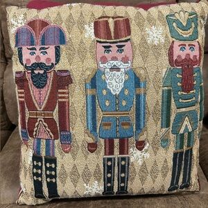 Vintage Nutcracker Tapestry Accent Throw Pillow